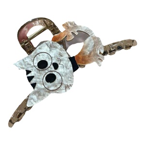 萌宠出圈~丝绒可爱小猫抓夹女2025新款鲨鱼夹后脑勺发夹夏日头饰