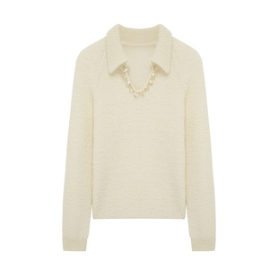 MESUX米岫25冬含Baby马海毛X绵羊毛POLO领重工链饰毛衣MNWUE419