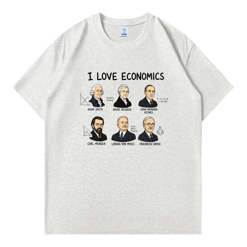 I LOVE ECONOMICS 我爱经济学短袖男女大学生学院风宽松纯棉T恤夏