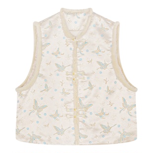 邱莹莹 HELA AOMI “暖貂蝶赋”水貂毛条国风美学设计提花马甲