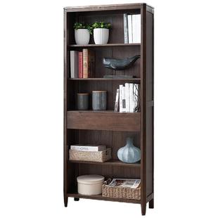 治木工坊纯实木书柜北欧简约环保红橡木书架日式书房置物架组合