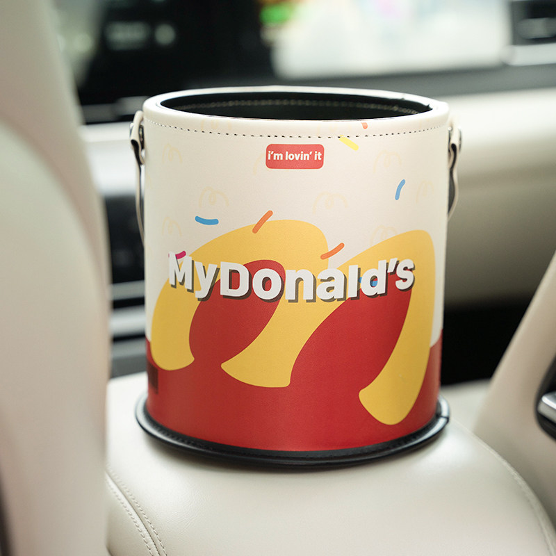 可爱麦门汽车垃圾桶车载个性便携悬挂式收纳桶创意车内置物收纳桶