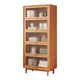 实木书柜客厅展示柜定制柜子自由组合柜家用楼梯带玻璃门收纳立柜