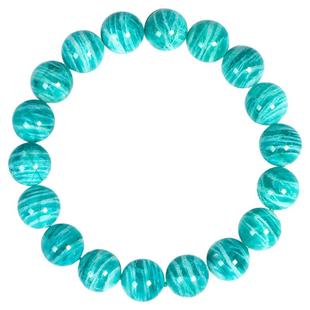 天然老矿天河石圆珠手串新中式百搭蓝绿素珠手链通勤珠宝DIY礼物