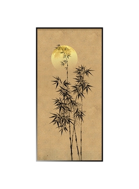 中式玄关装饰画宋代美学灯挂画竹子禅意走廊过道壁画入户画正对门