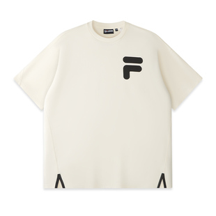 FILA FUSION斐乐潮牌情侣短袖T恤女26夏季新款宽松纯棉白色上衣男