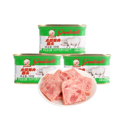 长城牌小白猪火腿午餐肉198g*3罐