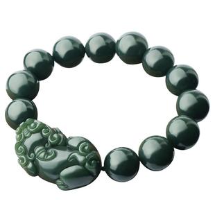 念玉新疆和田玉貔貅手链男女情侣款手串珠子天然黑青玉手链玉石