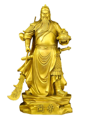 黄铜关帝关公武财神桌面摆件