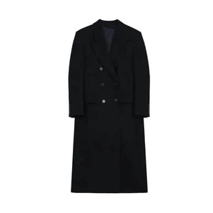 尚品冬至陆嫣孙千同款黑色毛呢大衣女宽松赫本风高级感气质外套潮