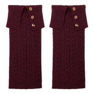 mingoto秋冬灰色复古麻花袜套堆堆袜女显瘦百搭针织翻边纽扣腿套