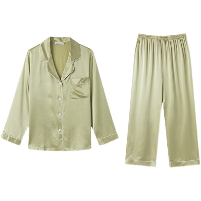 SLKMRKT乃丝真丝睡衣女夏季短袖薄款家居服19姆米桑蚕丝宽松套装