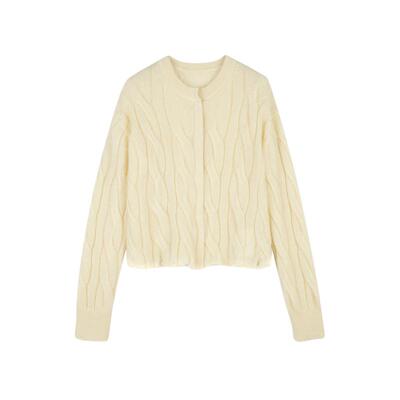 LESS马海毛圆领短款针织开衫