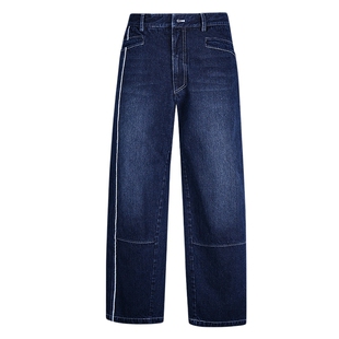 【INK DUST】EXCEPTION例外解构主义剪裁白色毛边设计修身牛仔裤