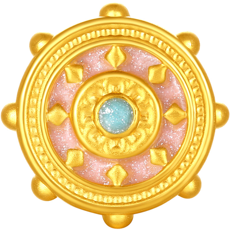 周六福黄金5d硬金转运珠女款定价吉祥金轮手绳藏韵风华送节日礼物