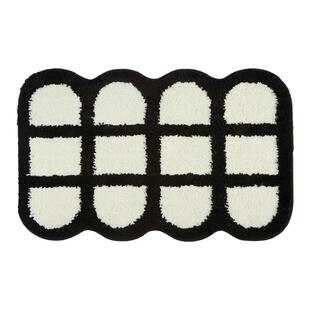 ins风浴室吸水地垫黑白格子地毯厕所门口脚垫卫生间速干防滑垫子