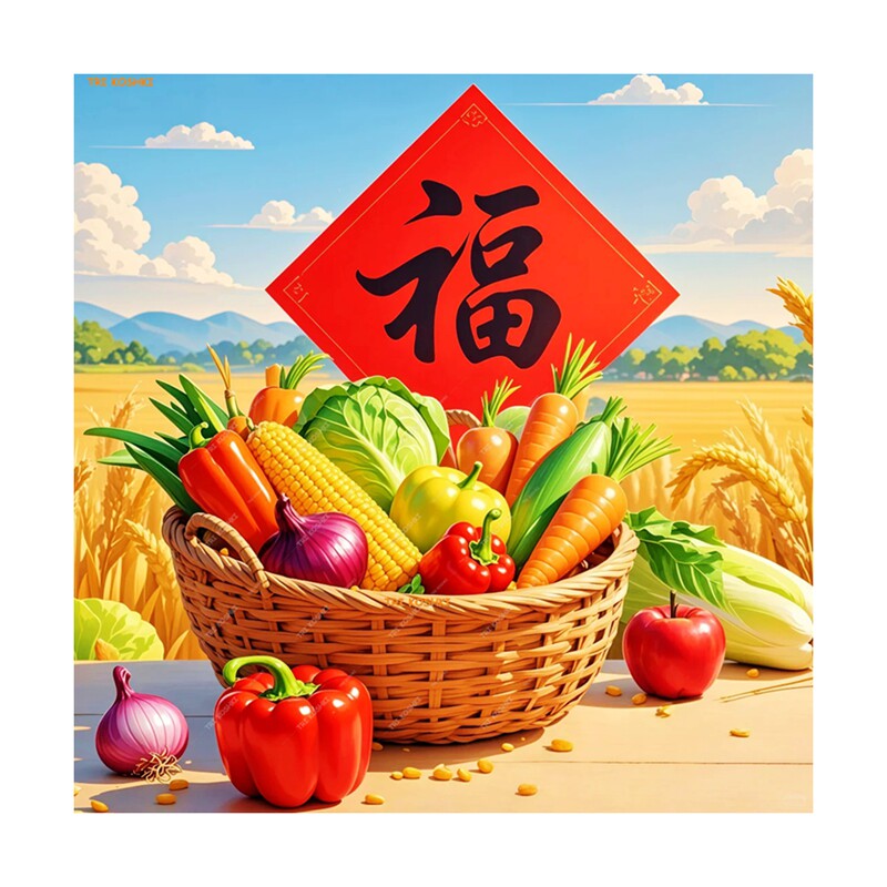 金秋蔬果粮食大丰收图案福字贴画客厅卧室玄关墙贴门贴玻璃自粘贴
