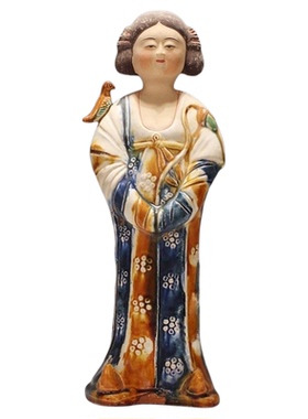 唐三彩文创纪念品仕女陶俑摆件