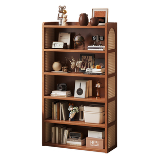 中古风置物架家用落地书架转角收纳架简易书柜客厅展示架一体靠墙