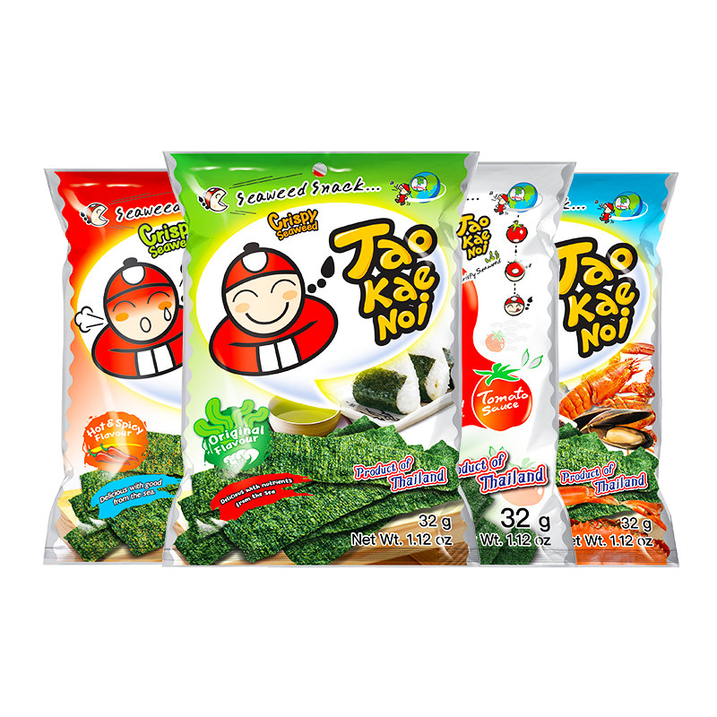 陈哲远代言TaoKaeNoi老板仔旗舰店泰国儿童即食香脆海苔片28g*4包