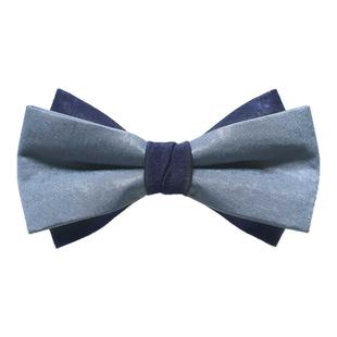 17century蓝色撞色领结煲呔蝴蝶结婚礼服正装商务衬衫新郎男时尚