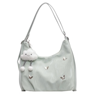 托特包女大学生上课大容量一包三背可斜挎蓝色系高级感蝴蝶单肩包