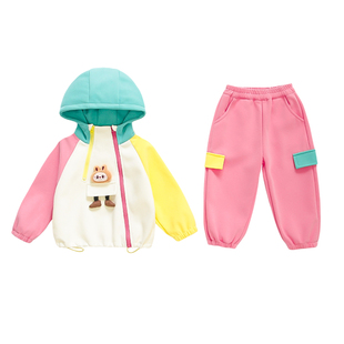 女童卫衣套装春装2026款洋气儿童拉布布女孩连帽运动春秋两件套