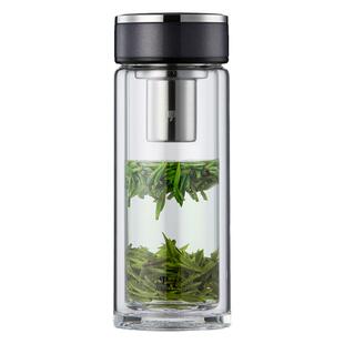 万象双层玻璃杯女士泡茶杯便携简约清新可爱家用办公室带滤网水杯