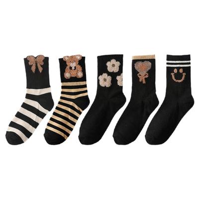 笑脸羽毛纱袜子女中筒袜