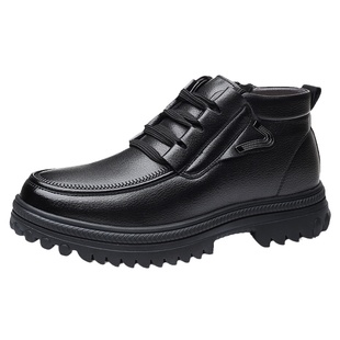 冬季特大码皮棉鞋45加绒保暖男鞋46真皮羊毛一体47加肥雪地靴子48