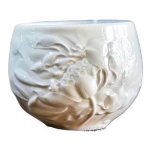 曲阳秋鸿定瓷茶具茶杯定窑白釉十二花神杯禅定主人杯原产地高温烧