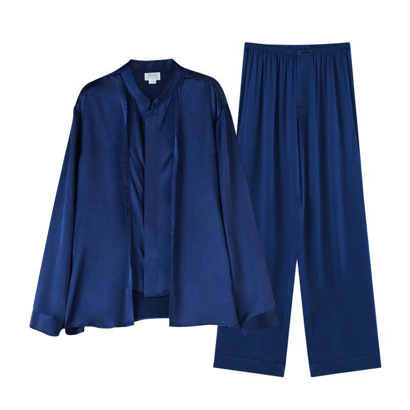丝侬小立领中式真丝家居服男士
