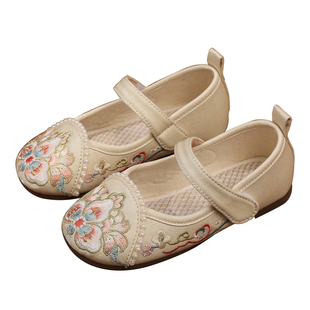 汉服鞋子女童春秋新款古风手工布鞋古装新中式国风儿童表演绣花鞋