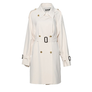 DPLAY白色风衣外套女士高级春季新款气质好看小个子收腰短款大衣