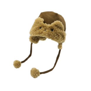 毛绒加厚麂皮绒兔毛雷锋帽子冬季可爱兔耳保暖护耳帽大头围套头帽