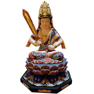 香樟木雕虚空藏菩萨生肖牛虎本命佛守护神像居家供奉彩绘佛像摆放