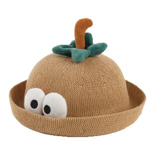 宝宝帽子大眼睛春秋薄款渔夫帽透气超萌搞怪眼睛遮阳盆帽男童草帽