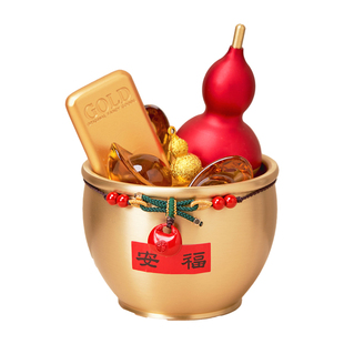 逅里「安福」黄铜聚宝盆 招财元宝摆件新年布置装饰马年高档礼物