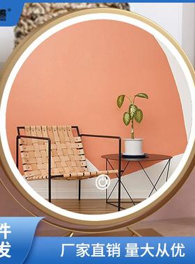 镜子化妆镜带led灯台式旋转梳妆台大光镜妆带家用美灯萍补号桌面