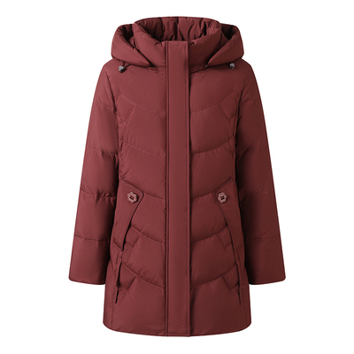 雅鹿中长款加厚白鸭绒羽绒服