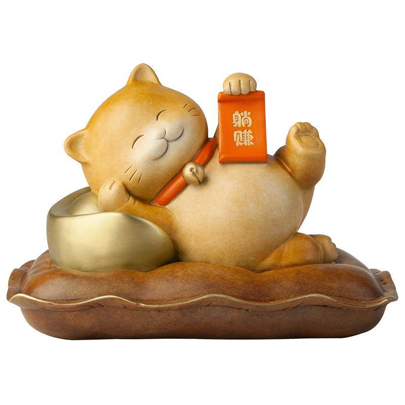 铜师傅《躺赚》招财猫摆件