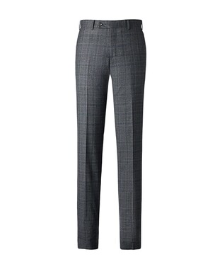 VICUTU威可多男士西服裤商务正装灰色格纹羊毛混纺直筒装西裤