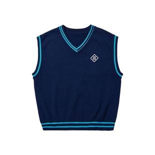 蓝汽水25秋季经典复古针织背心马甲男童V领撞色软糯质感亲子装