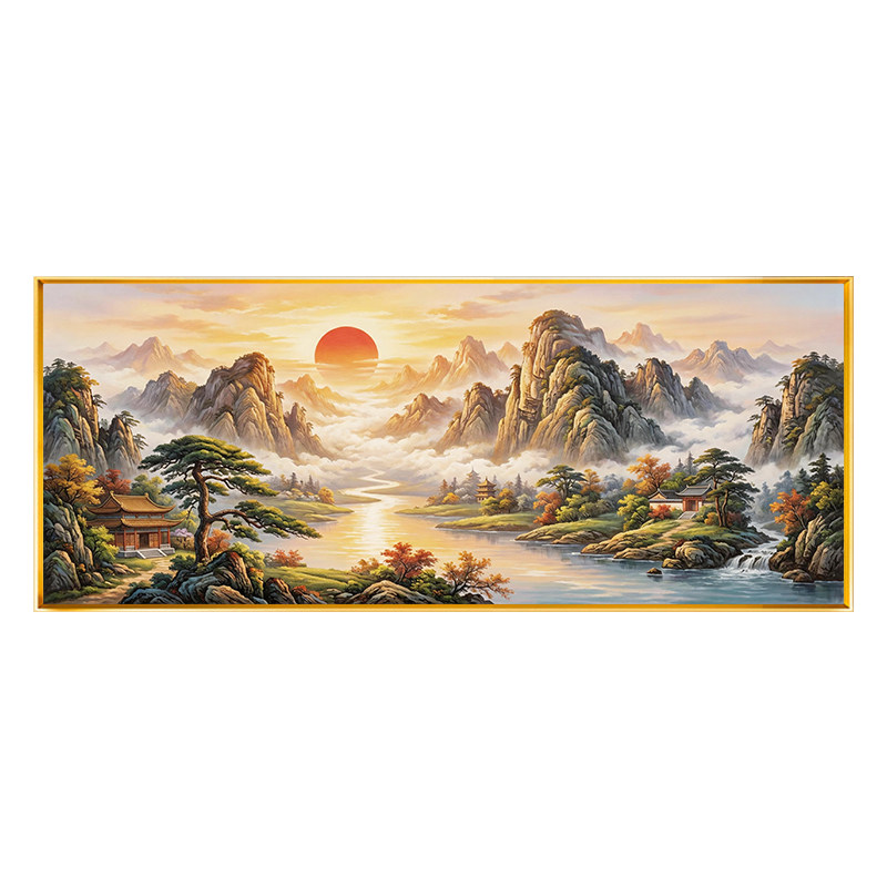 中式江山如画十字绣满绣2026新款流水生财全绣青松翠柏手工绣自绣