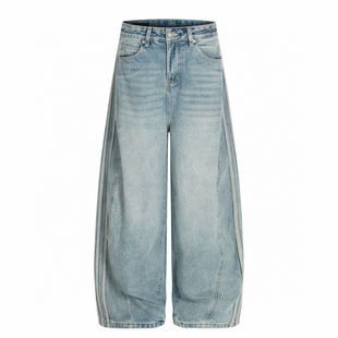 AYUN Studio 孙聖云三条杠织带牛仔裤直筒宽松阔腿水洗棉质慵懒潮