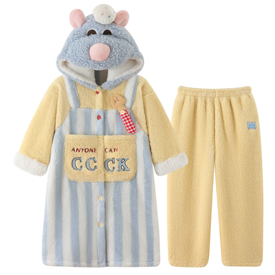 秋冬季珊瑚绒睡衣女款睡袍家居服