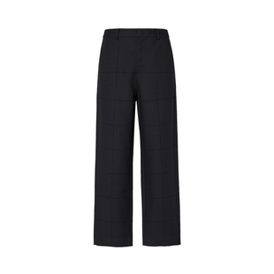 JNBY/江南布衣秋冬休闲裤简约方格宽松直筒通勤风长裤女5M0E11340