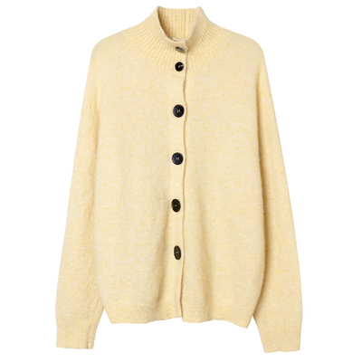 322WORKHOUSE马海毛针织开衫女2025新款秋季慵懒高领毛衣外套B577