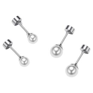 医用钛钢珍珠耳钉女养耳洞耳骨钉螺丝拧扣高级耳环钛合金耳饰