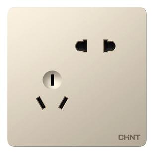 正泰开关插座面板86型墙壁暗装三孔金色家用5孔带usb一开双控五孔